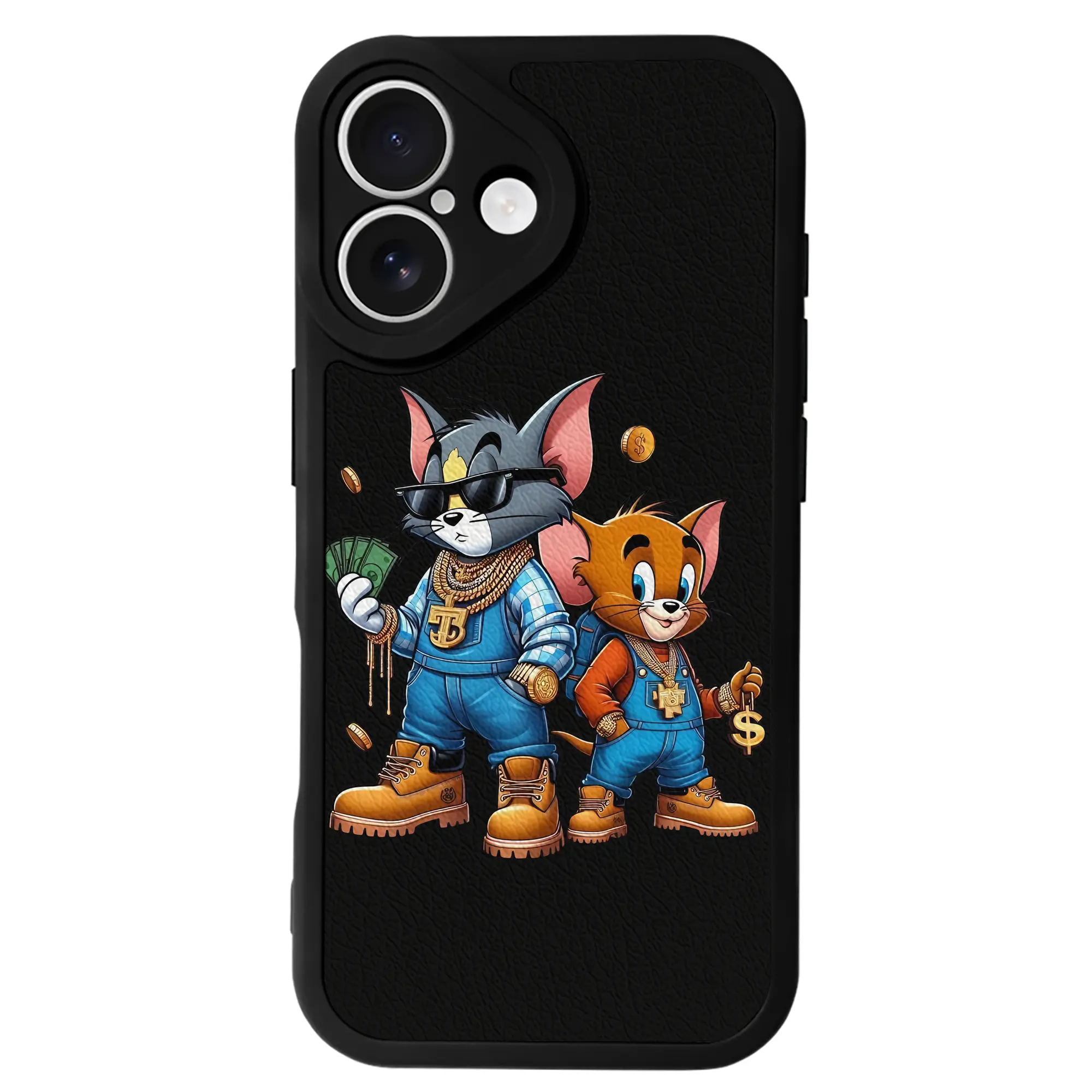 トムとジェリー グッズ ジェリー - IPhone 16シリーズ対応 ・ シリコンスマホケース ・ レザー調 ・ 高精度フィット ・ 耐衝撃 ・ ワイヤレス充電対応 ・ 精密カット